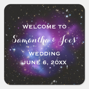 Purple Galaxy Cluster Planetarium Wedding Favour Square Sticker