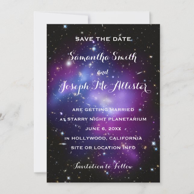 Purple Galaxy Cluster Save the Date (Front)
