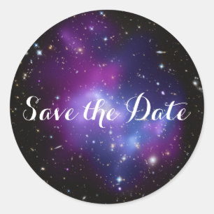Purple Galaxy Cluster Save the Date Classic Round Sticker
