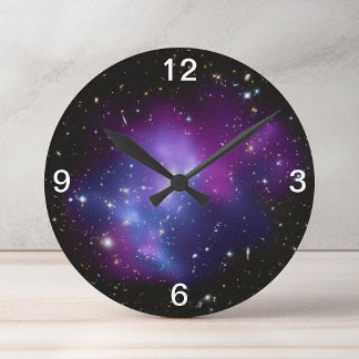 Purple Galaxy Cluster Wall Clock