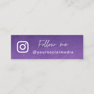 Purple Galaxy Cosmic Follow Social Media QR Code Mini Business Card