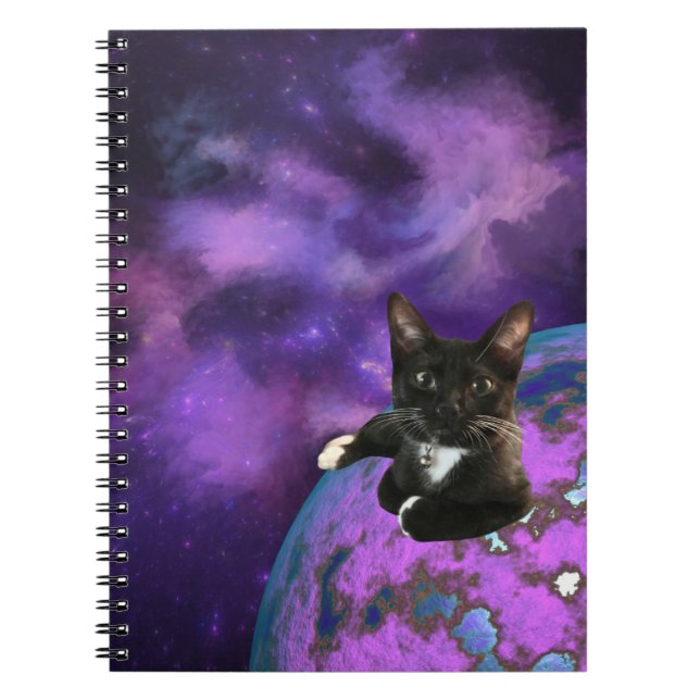 Purple Galaxy Kitty Notebook (Front)