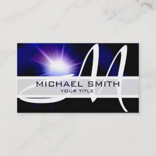 Purple Galaxy Modern Monogram #9 Business Card