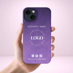 Purple Galaxy Ombre Business Logo & Social Media iPhone 13 Case<br><div class="desc">Promote your business with this elegant iPhone case,  featuring purple galaxy background,  custom logo & text. Easily add your logo by clicking on the "personalise" option.</div>