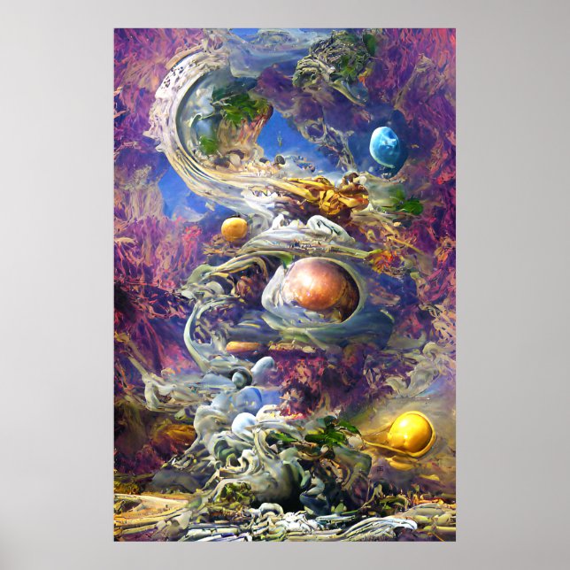 Purple Galaxy Solar System Poster (Front)