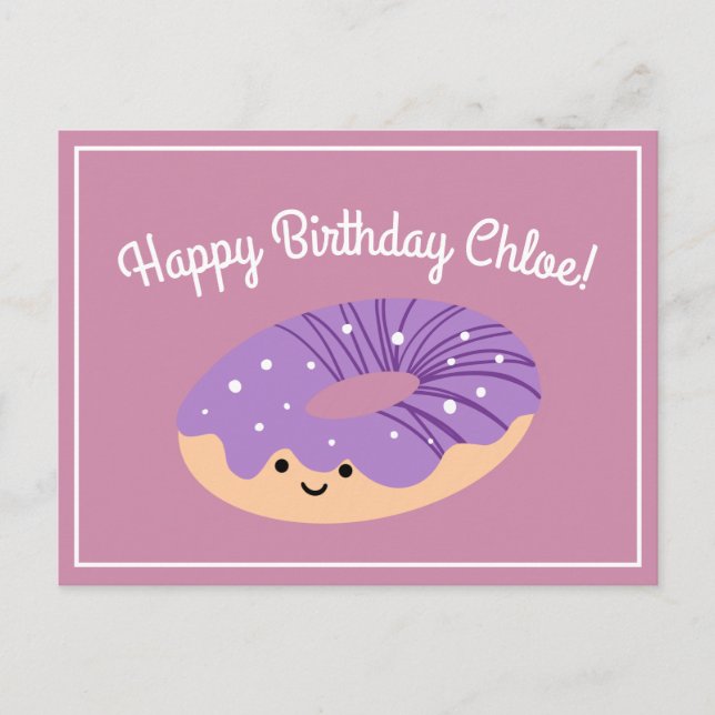 Purple Galaxy Sprinkles Doughnut Birthday Postcard (Front)