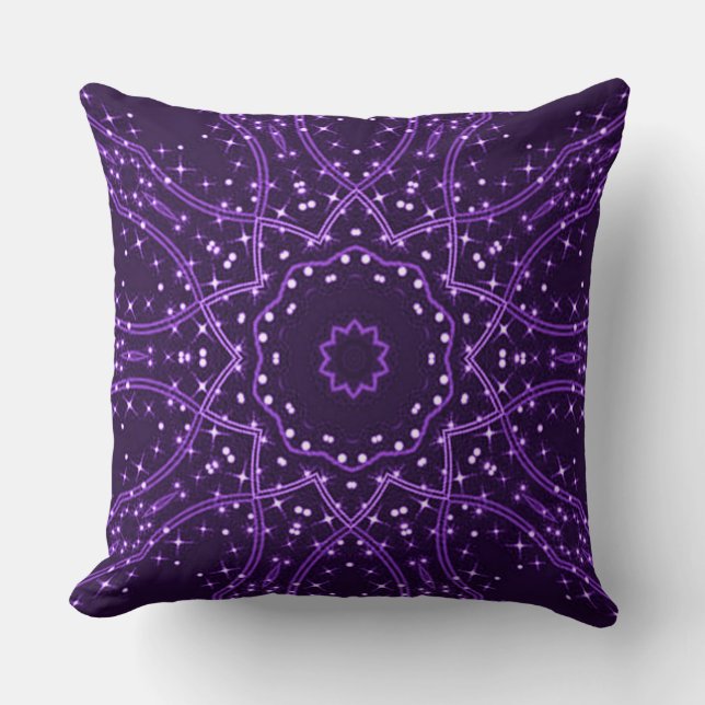 Purple Galaxy Stars Throw Pillow (Front)