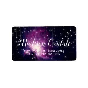 Purple Galaxy Stars Wedding Return Address Label