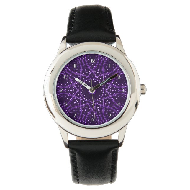 Purple Galaxy Stars Wrist Watch (Front)