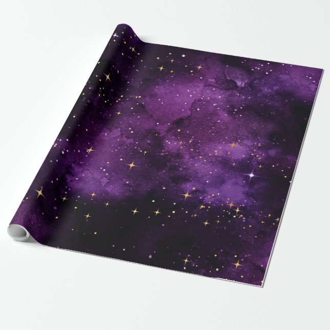 Purple Galaxy Wrapping Paper (Unrolled)