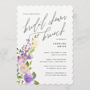 Purple Garden Floral Bridal Shower Brunch Invitation