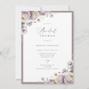 Purple Garden Floral Bridal Shower Invitation