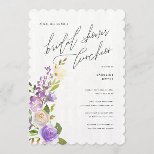 Purple Garden Floral Bridal Shower Luncheon Invitation