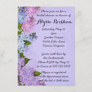 Purple Garden Lilac Flowers Bridal Shower Invitation