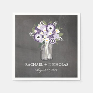 Purple Garden Mason Jar   Wedding Napkin