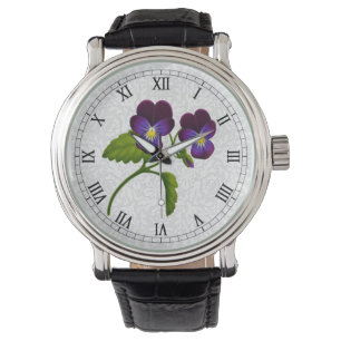 Purple Garden Pansy Flowers Watch