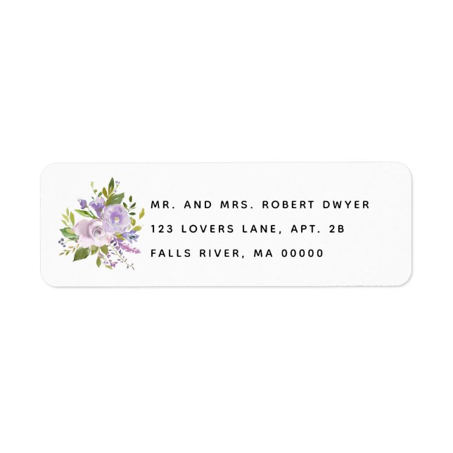 Purple Garden Rose Bouquet Simple Address (Front)