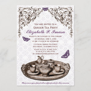 Purple Garden Tea Party Invitations