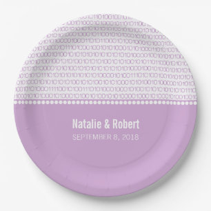 Purple Geek Chic Binary Code Paper Plates