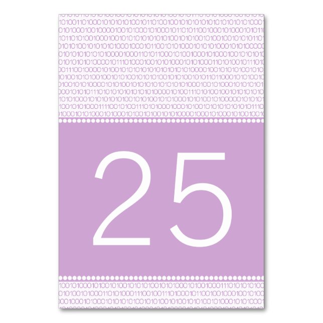 Purple Geek Chic Binary Code Table Card (Front)