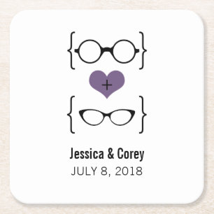 Purple Geeky Glasses Paper Coasters