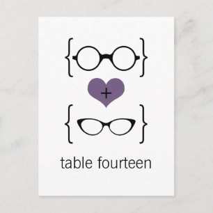 Purple Geeky Glasses Table Number Postcard