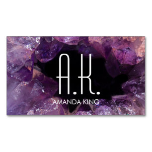 Purple Gem Geode Magnetic Business Card