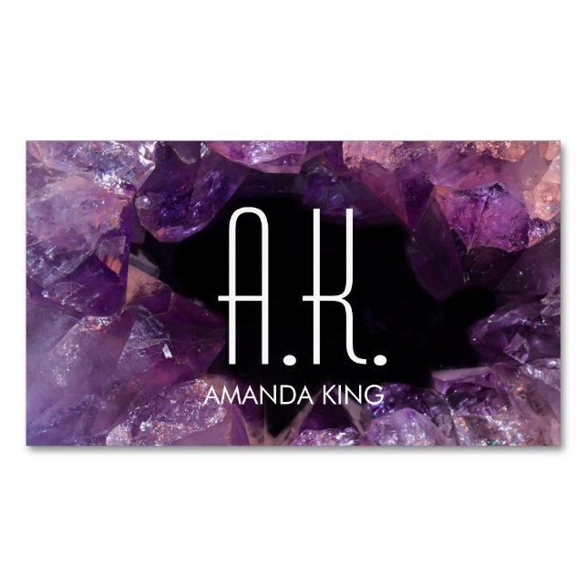 Purple Gem Geode Magnetic Business Card (Front)