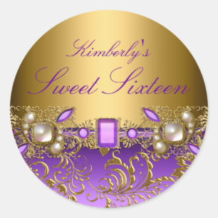Purple Gem & Pearls Sweet Sixteen Sticker