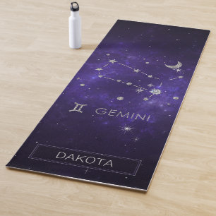Purple Gemini Zodiac Cosmic Astrology Horoscope Yoga Mat
