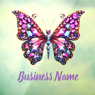 purple gems butterfly window cling