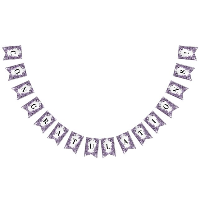 Purple Gemstone Floral Bunting Flag (All)