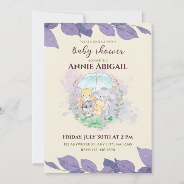 Purple Gender Neutral Baby Shower Invitation (Front)