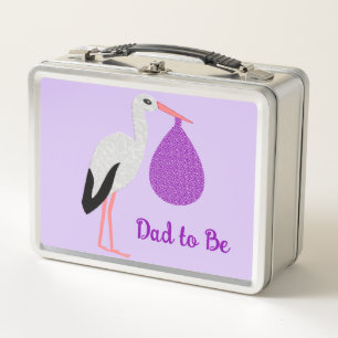 Purple gender neutral Baby Stork Custom Metal Lunch Box