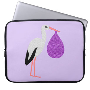 Purple gender neutral Baby Stork Laptop Sleeve