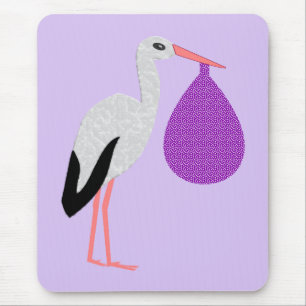 Purple gender neutral Baby Stork Mouse Mat
