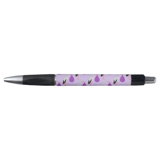 Purple gender neutral Baby Stork Patterned (Front)