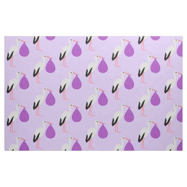 Purple gender neutral Baby Stork Patterned Fabric (Fat Quarter)