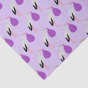 Purple gender neutral Baby Stork Patterned Tissue Paper
