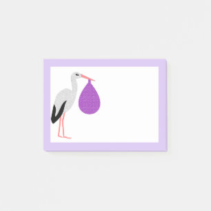 Purple gender neutral Baby Stork Post-it Notes