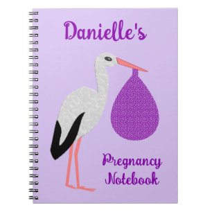 Purple gender neutral Baby Stork Pregnancy Notebook