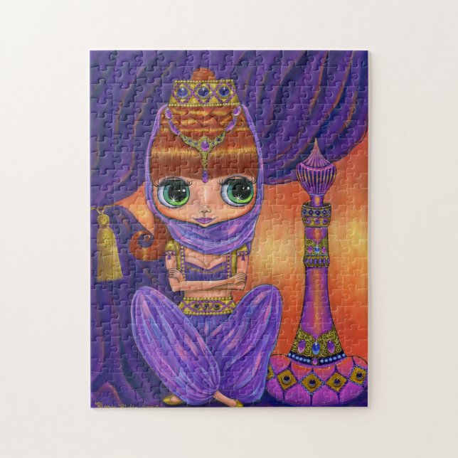 Purple Genie Doll & Her Jeweled Magic Bottle Jigsaw Puzzle (Vertical)