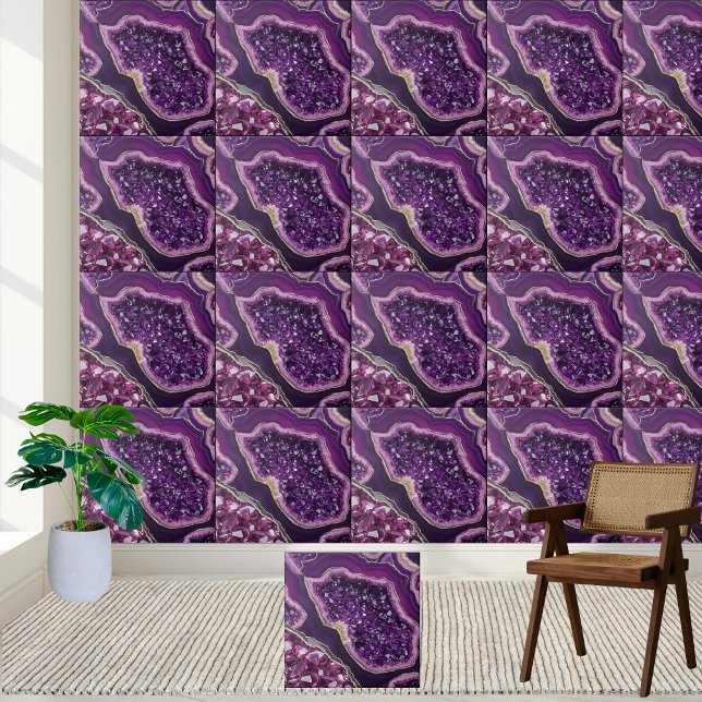  Purple Geode Crystal Tile Art (Purple Geode Crystal Tile Art)