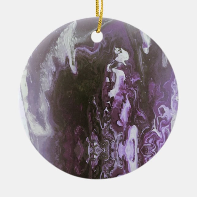 Purple Geode Stone Natural Nature Ceramic Tree Decoration (Front)