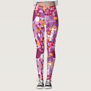 Purple geometric avantgarde design leggings