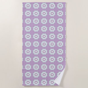 Purple geometric floral patterned beach towel