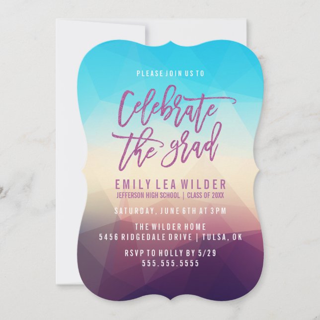 Purple Geometric | Graduation Party Invitation (Front)