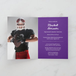 Purple Geometric Graduation Photo Invitation
