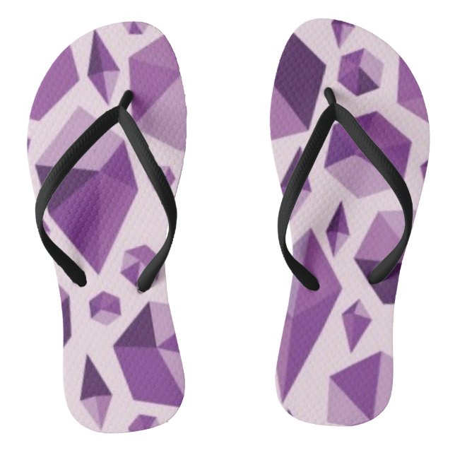 Purple geometric jewel shapes flip flops (Footbed)