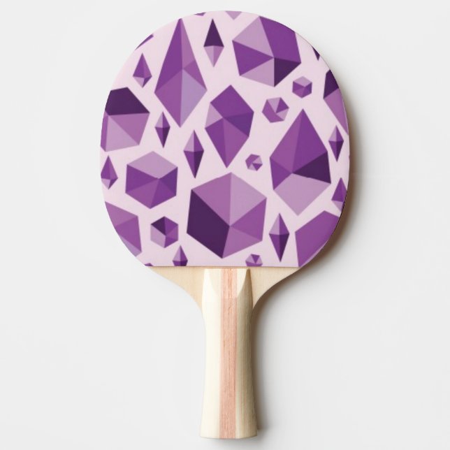 Purple geometric jewel shapes ping pong paddle (Front)